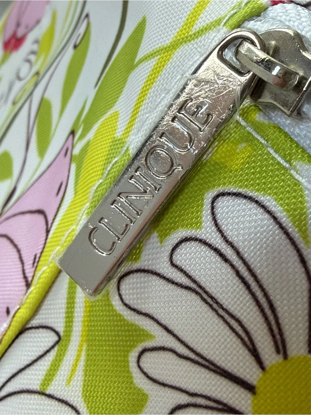 Clinique Pink & Green Floral Butterfly Cosmetic Pouch